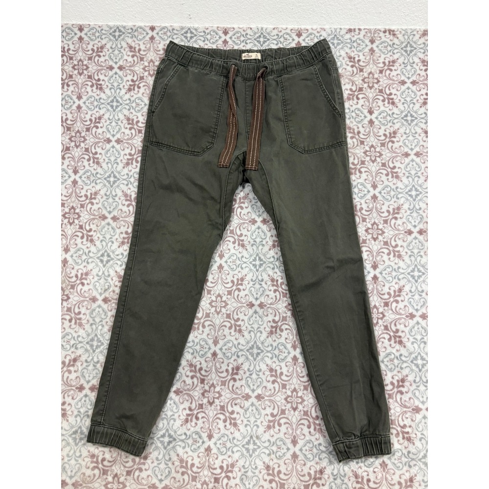 Hollister California Mens XL Jogger Pants Olive Green Cotton Drawstring Twill